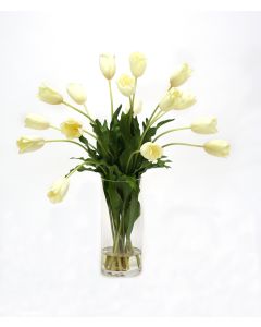 Waterlook® Cream White Tulips in Cylinder Vase