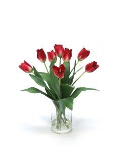 Waterlook® Red Tulips in Glass Cylinder Vase