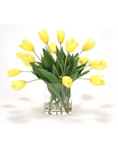 Waterlook® Yellow Tulips in Rectangular Glass Vase