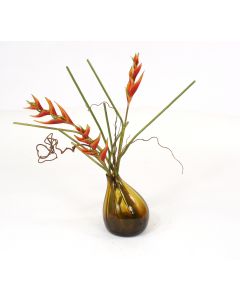 Waterlook® Heliconias in Amber Gourd Vase
