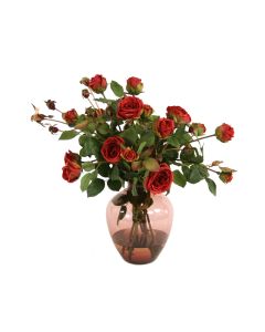 Waterlook® Burgundy Garden Roses in Plumvictoria Vase