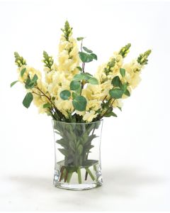 Waterlook® Yellow Snapdragons & Greeneryin Eliptical Vase