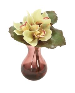 Waterlook® Fall Green Cybidium Orchid Bouquet in Plum Bulb Forcer (Sold in Multiples of 2)