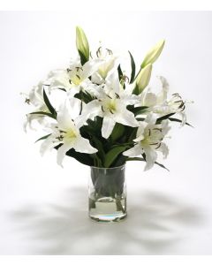 Waterlook® White Casablanca Lilies in Glass Cylinder