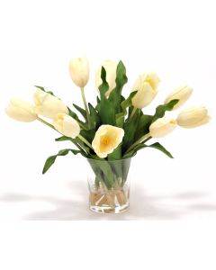 Waterlook® Cream White Tulips in Glass Vase