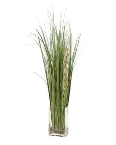 Waterlook® Tall Grass with White Rocks in Clear Glass Cylinder with Rope