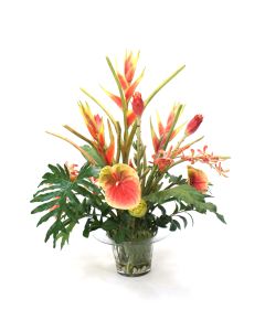 Tropical in Glass Flower Pot