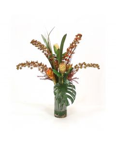 Dendrobium Orchid with Protea and Berries