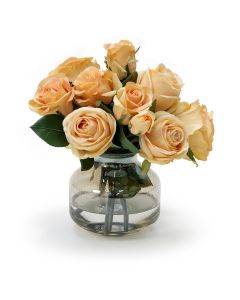 Talisman Roses in Light Amber Metallic Vase