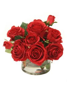 Red Roses in Glass Cylinder