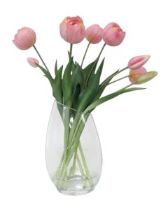 Pink Baby Tulips in Tapered Glass Vase