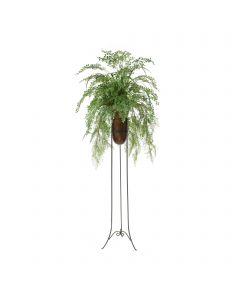 Mixed Greenery in Brown Vase in Planted Stand