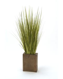 Sage Green Grass Mix In Tapered Crystal Bronze Vase
