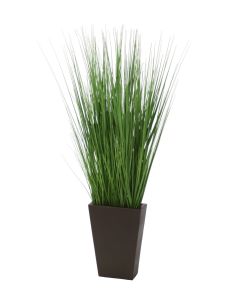 Multi Green Grass Mix In Large Bronze Rectangle Vase