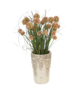 Wild Allium with Grass in Cream White Décor Vase