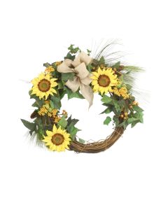 Sunflower Wreath with Mixed Foliage