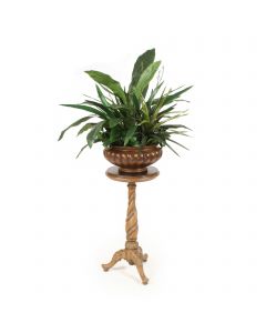 Greenery in Brown Fluted Bowl with Spiral Plant Stand