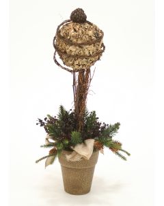 Lichen Ball Topiary in Tuscan Brown French Pot