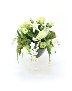 Shades of Green and White in Crysta Pedestal Vase