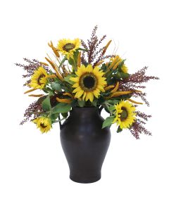 Sunflowers and Berries in Large Water Jar