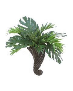 Parlor Palm with Springeri in Swirl Cornucopia Sconce