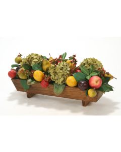 Mixed Fruit and Hydrangeas in Wood Planter