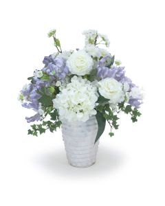 Ranunculas with Hydrangeas and Cherry Blossoms and Parrot Tulips in Layered Vases