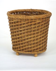 Footed Wicker Oval Planter in Light Antique Brown