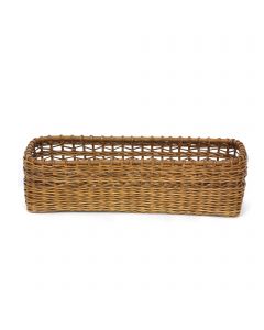 Rectangular Basket with Rattan Lace Top Antique Finish