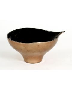 Round Lacquerware Bowl in Bronze Leaf Exterior Gloss and Black interior (Sold in Multiples of 2)