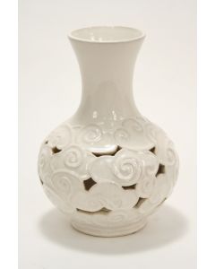 Earthenware Pierced Ivory Cloud Vase