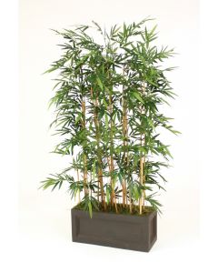 7' Natural Bamboo Tree X 7 in Gray Rectangular Fiberstone Divider Planter