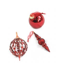 Designer Ornament Group featuring Red Finial and Oval Ornaments