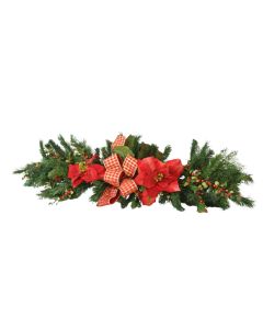 Red Poinsettia with Houndstooth Gold And Red Tablescape