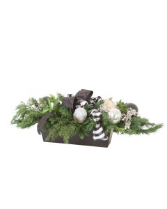 Mixed Christmas Greens with Black and Silver Accents