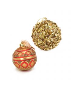 Designer Ornament Group featuring Gold Sequined Ornaments