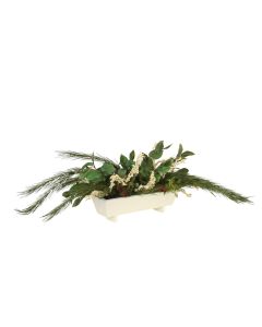 Long Needle Pine with Cream Berries in White Box