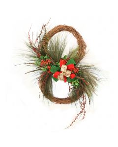 Double Wreath with Ribbon and Feathers