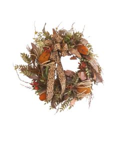 Fall Leaves with Dried Protea's and Leopard Ribbon