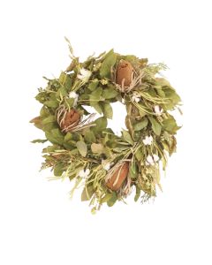 Basil Leaf Wreath With Cotton