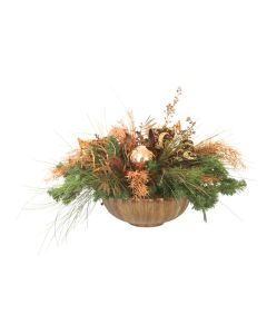 Pine Mixed with Bronze Accents in Round Planter