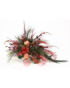 One Sided Christmas Floral in an antique Brown Large Lid