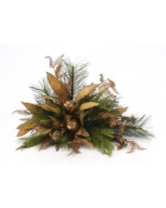 Christmas Arrangement with Pine, Lvs & Ornaments On Tile