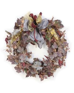 Frosted Wreath With Gold Cedar Accents and Ribbon