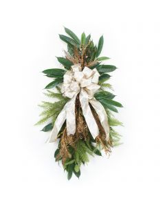 Pine Swag with Bronze Fern and Ivory Ribbon