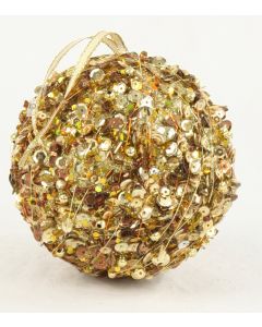 100mm Sequin Ball Ornament Gold
