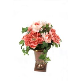 Peony and Roses with Ivy in Bronze Urn - Distinctive Designs